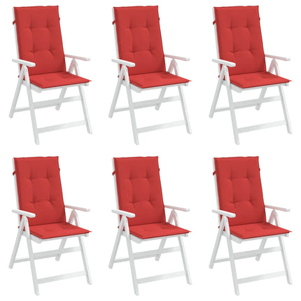 Garden Highback Chair Cushions 6 pcs Red 47.2"x19.7"x1.2" Fabric