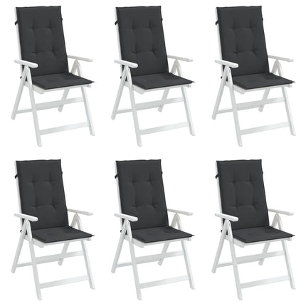 Garden Highback Chair Cushions 6 pcs Black 47.2"x19.7"x1.2" Fabric