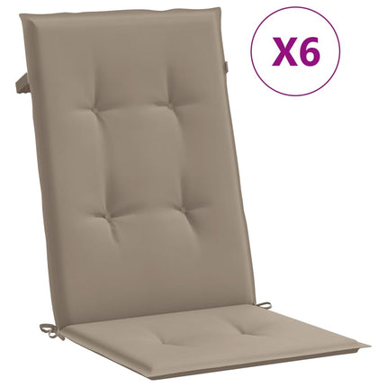 Garden Highback Chair Cushions 6 pcs Taupe 47.2"x19.7"x1.2" Fabric