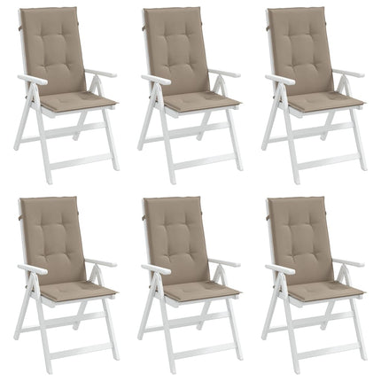 Garden Highback Chair Cushions 6 pcs Taupe 47.2"x19.7"x1.2" Fabric
