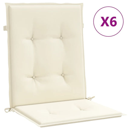 Garden Lowback Chair Cushions 6 pcs Cream 39.4"x19.7"x1.2" Oxford Fabric