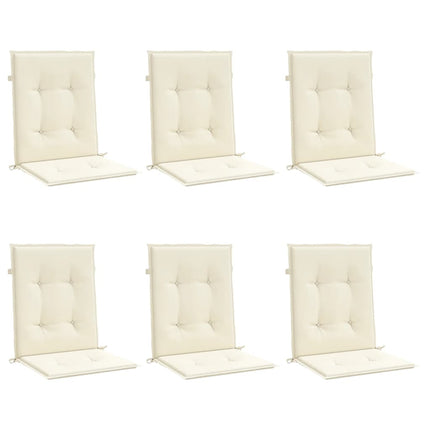 Garden Lowback Chair Cushions 6 pcs Cream 39.4"x19.7"x1.2" Oxford Fabric