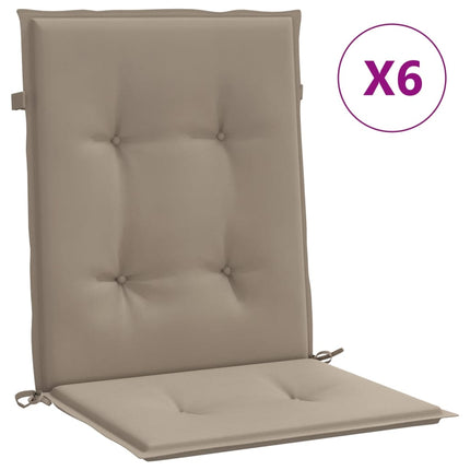 Garden Lowback Chair Cushions 6 pcs Taupe 39.4"x19.7"x1.2" Oxford Fabric