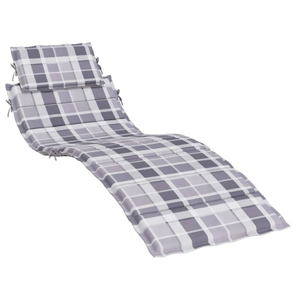 Sun Lounger Cushion Gray Check Pattern 73.2"x22.8"x1.6" Oxford Fabric