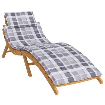 Sun Lounger Cushion Gray Check Pattern 73.2"x22.8"x1.6" Oxford Fabric