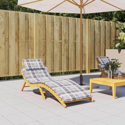 Sun Lounger Cushion Gray Check Pattern 73.2"x22.8"x1.6" Oxford Fabric