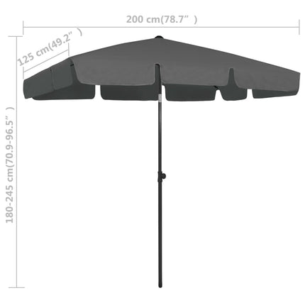 Beach Parasol Anthracite 78.7"x49.2