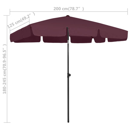 Beach Parasol Bordeaux Red 78.7"x49.2
