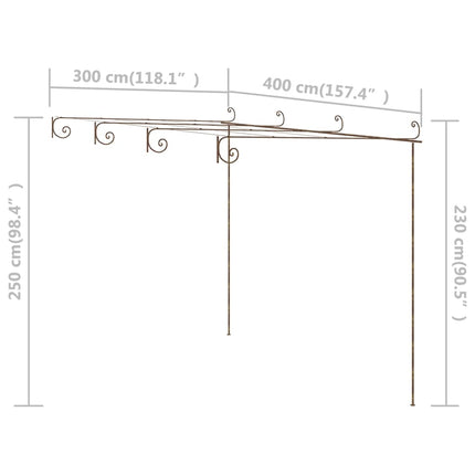 Garden Pergola Antique Brown 13.1'x9.8'x8.2'Iron