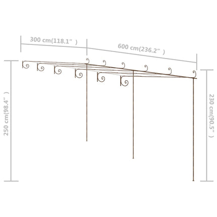 Garden Pergola Antique Brown 19.7'x9.8'x8.2'Iron
