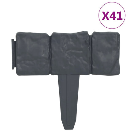 Lawn Fence Stone Look 41 pcs Plastic 393.7