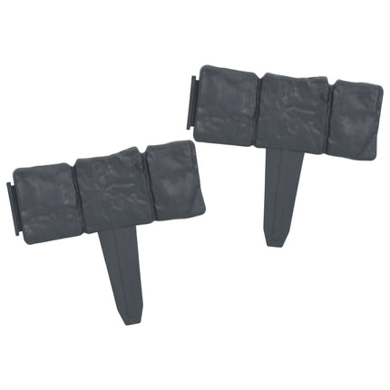 Lawn Fence Stone Look 41 pcs Plastic 393.7
