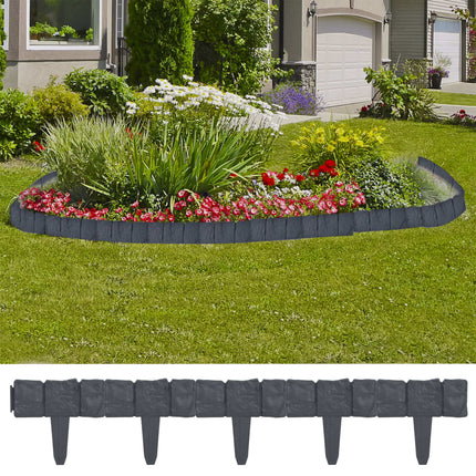 Lawn Fence Stone Look 41 pcs Plastic 393.7