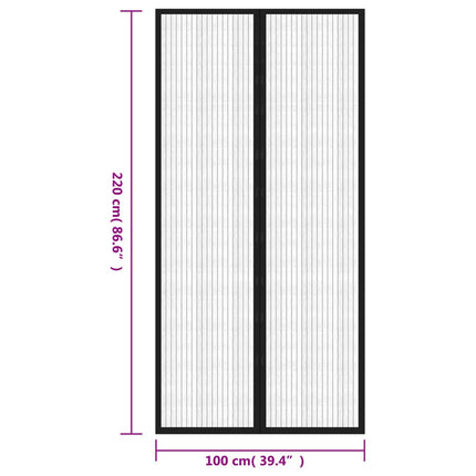 Insect Door Curtains 2 pcs with Magnet Blocks Black 86.6x39.4