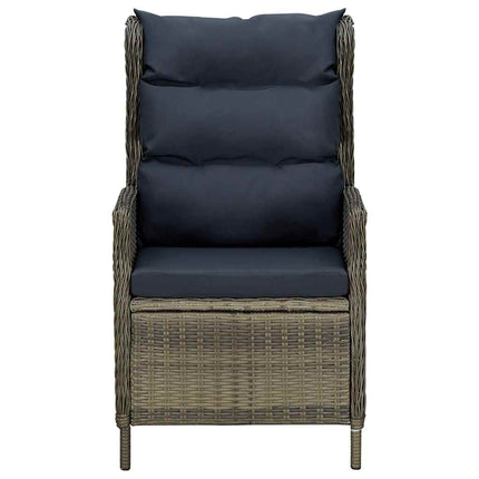 Reclining Patio Chair with Cushions Poly Rattan Brown
