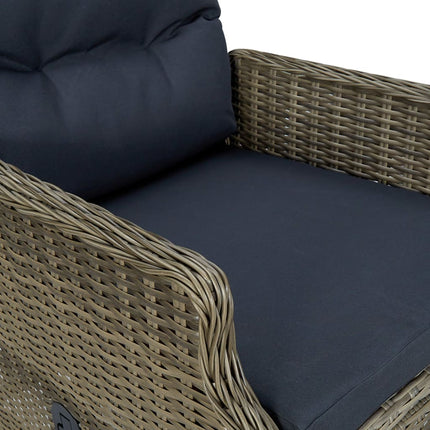 Reclining Patio Chair with Cushions Poly Rattan Brown
