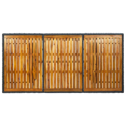 Patio Table Dark Gray Poly Rattan and Solid Acacia Wood