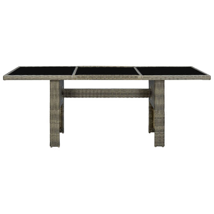 Patio Table Brown Poly Rattan and Tempered Glass