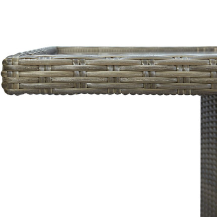 Patio Table Brown Poly Rattan and Tempered Glass