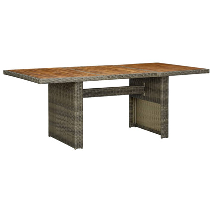 Patio Table Brown Poly Rattan and Solid Acacia Wood