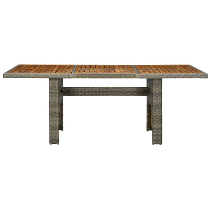 Patio Table Brown Poly Rattan and Solid Acacia Wood