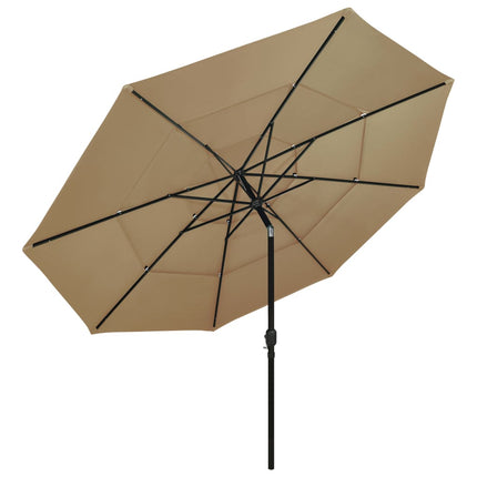 Parasol Taupe Polyester, Powder-Coated Aluminum 3.5 m Canopy