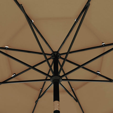 Parasol Taupe Polyester, Powder-Coated Aluminum 3.5 m Canopy