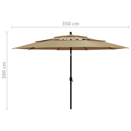 Parasol Taupe Polyester, Powder-Coated Aluminum 3.5 m Canopy