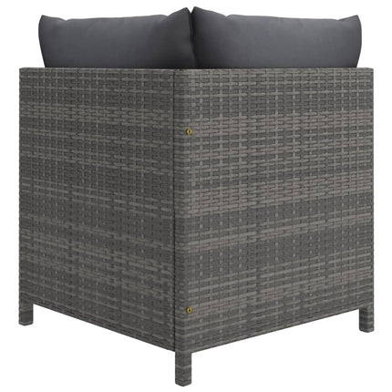 Sectional Corner Sofa with Cushions Gray Poly Rattan