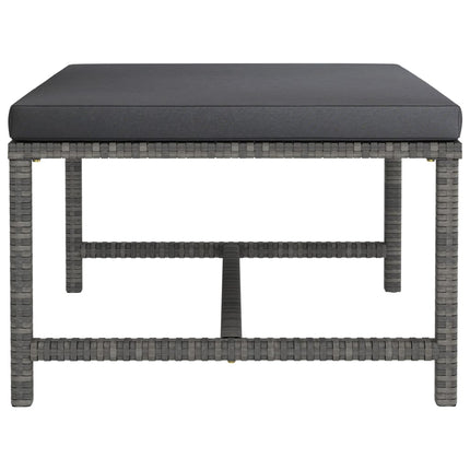 Sectional Footrest with Cushion Gray Poly Rattan