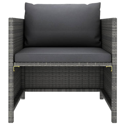 Patio Sofa with Cushions Gray Poly Rattan