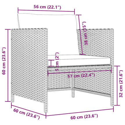 Patio Sofa with Cushions Gray Poly Rattan
