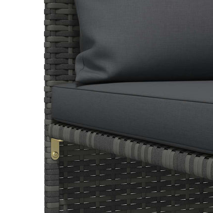 2-Seater Patio Sofa with Cushions Gray Poly Rattan