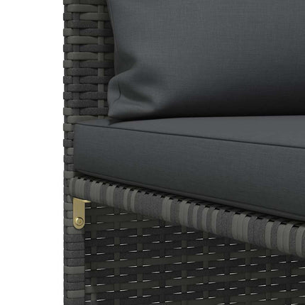 3 Piece Patio Sofa Set with Cushions Gray Poly Rattan