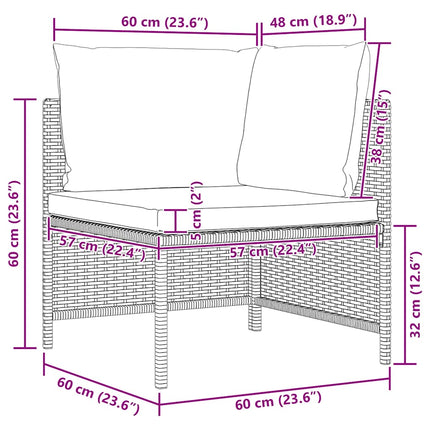 Sectional Corner Sofa with Cushions Black Poly Rattan
