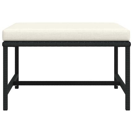 Sectional Footrest with Cushion Black Poly Rattan