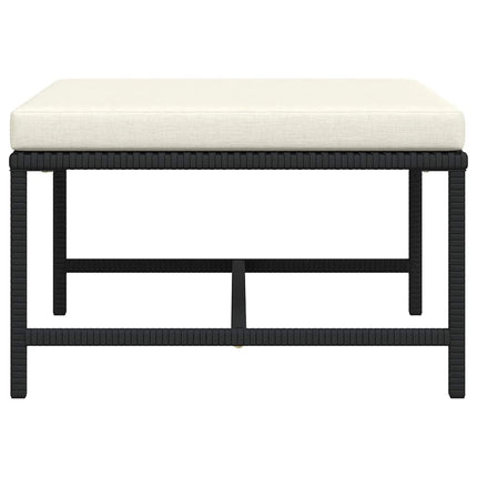 Sectional Footrest with Cushion Black Poly Rattan