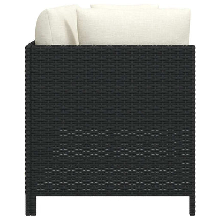 4-Seater Patio Sofa with Cushions Black Poly Rattan