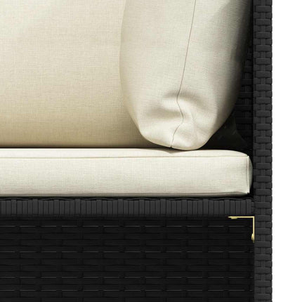 4-Seater Patio Sofa with Cushions Black Poly Rattan