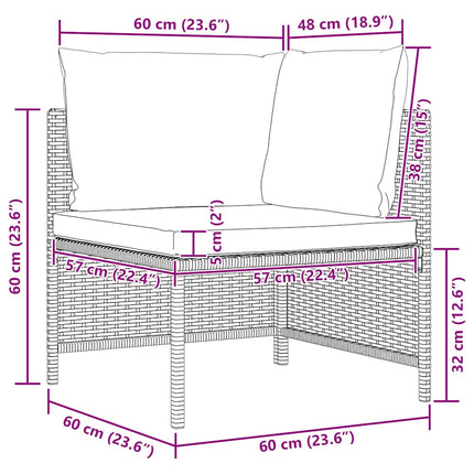 4-Seater Patio Sofa with Cushions Black Poly Rattan