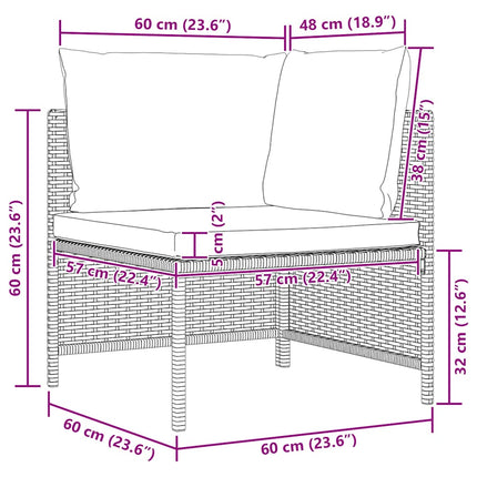 3 Piece Patio Sofa Set with Cushions Black Poly Rattan