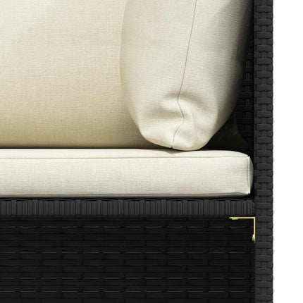 2 Piece Patio Sofa Set with Cushions Black Poly Rattan