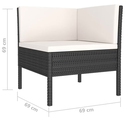 4 Piece Patio Lounge Set with Cushions Poly Rattan Black