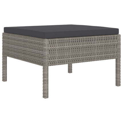 4 Piece Patio Lounge Set with Cushions Poly Rattan Gray