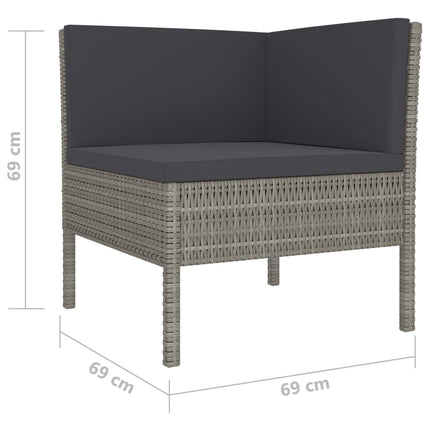 4 Piece Patio Lounge Set with Cushions Poly Rattan Gray