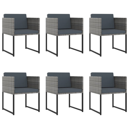 11 Piece Patio Dining Set with Cushions Poly Rattan Gray