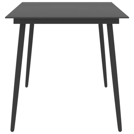 Patio Dining Table Black 59.1"x35.4"x29.1" Steel and Glass