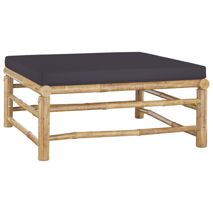 3 Piece Patio Lounge Set with Dark Gray Cushions Bamboo