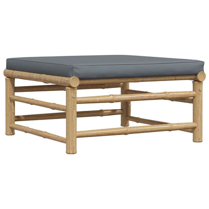 3 Piece Patio Lounge Set with Dark Gray Cushions Bamboo