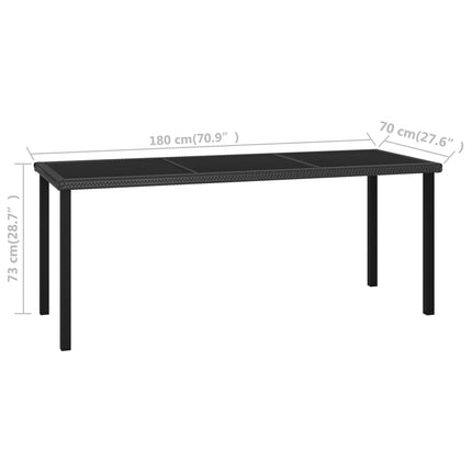 Patio Dining Table Black 70.9"x27.6"x28.7" Poly Rattan